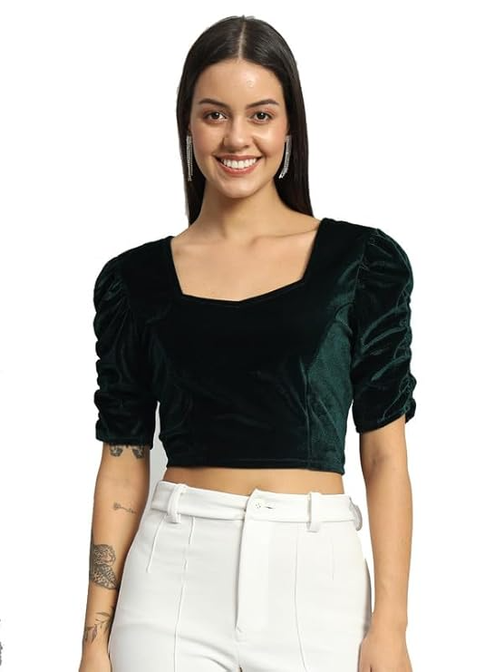 Vivajewels1 Readymade Party Blouse for Women | Shiny Velvet Puff Sleeves Stylish Outfit XX-Large - Image 11