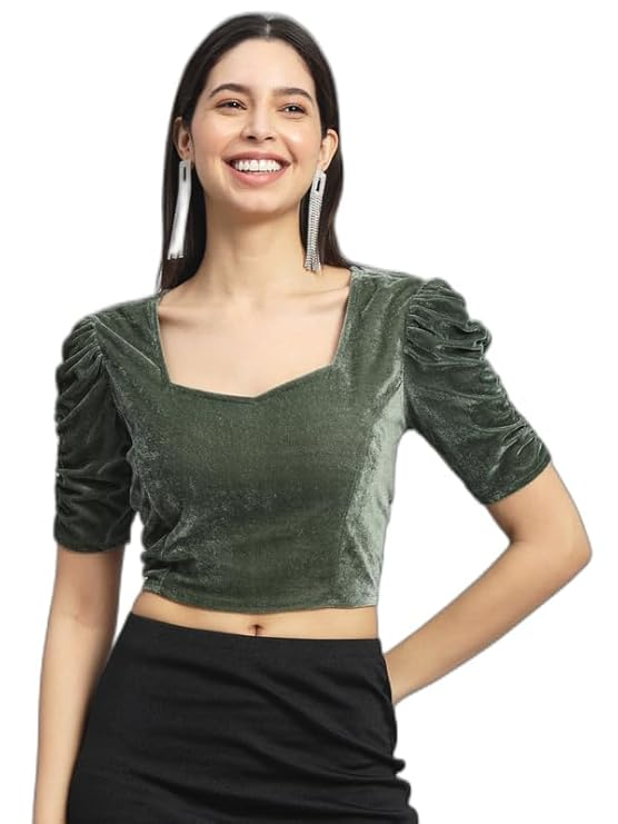 Vivajewels1 Readymade Party Blouse for Women | Shiny Velvet Puff Sleeves Stylish Outfit XX-Large - Image 12