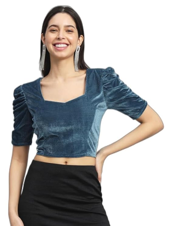 Vivajewels1 Readymade Party Blouse for Women | Shiny Velvet Puff Sleeves Stylish Outfit XX-Large - Image 13
