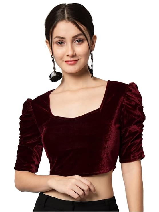 Vivajewels1 Readymade Party Blouse for Women | Shiny Velvet Puff Sleeves Stylish Outfit XX-Large - Image 14