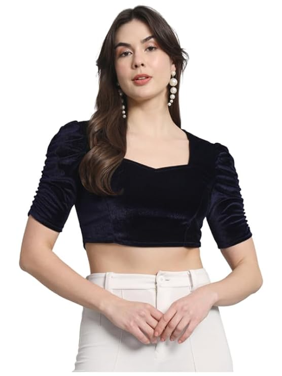 Vivajewels1 Readymade Party Blouse for Women | Shiny Velvet Puff Sleeves Stylish Outfit XX-Large - Image 15