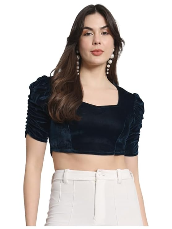Vivajewels1 Readymade Party Blouse for Women | Shiny Velvet Puff Sleeves Stylish Outfit XX-Large - Image 16