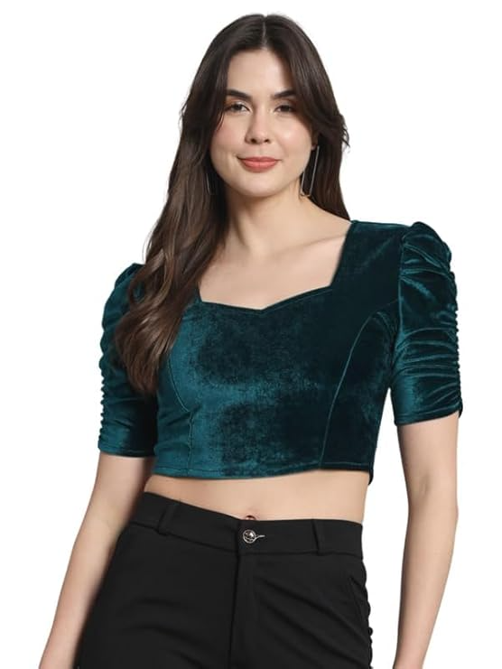 Vivajewels1 Readymade Party Blouse for Women | Shiny Velvet Puff Sleeves Stylish Outfit XX-Large - Image 17