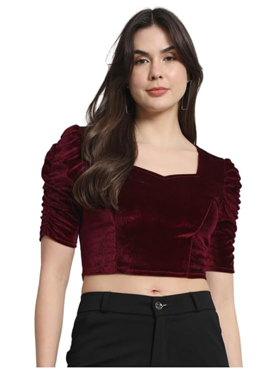 Vivajewels1 Readymade Party Blouse for Women | Shiny Velvet Puff Sleeves Stylish Outfit XX-Large - Image 18