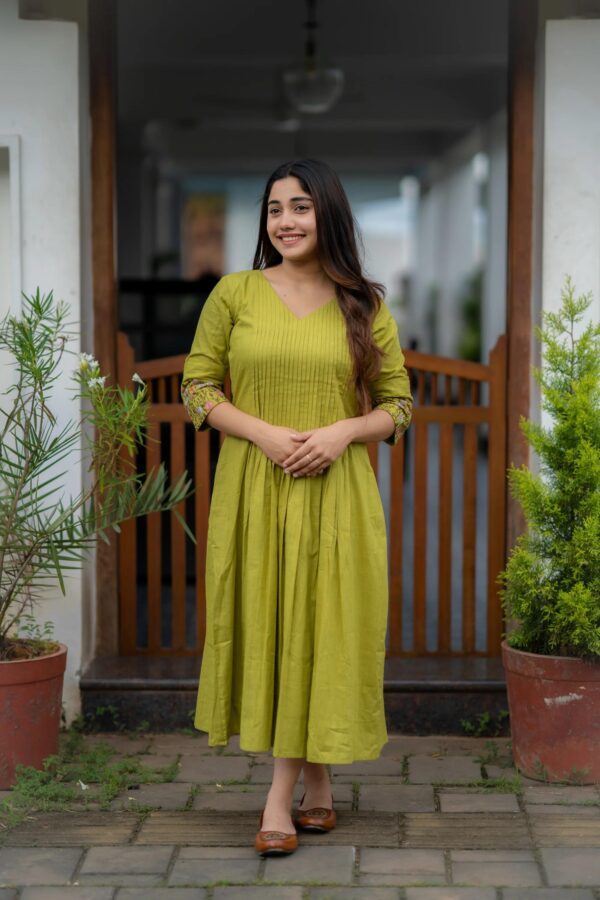 Women's Cotton Floral Printed line Shade Anarkali Gown - Image 2