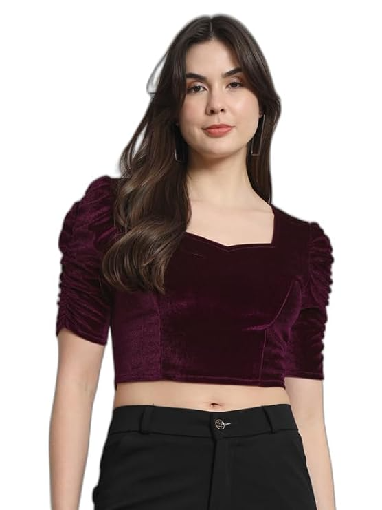 Vivajewels1 Readymade Party Blouse for Women | Shiny Velvet Puff Sleeves Stylish Outfit XX-Large - Image 19
