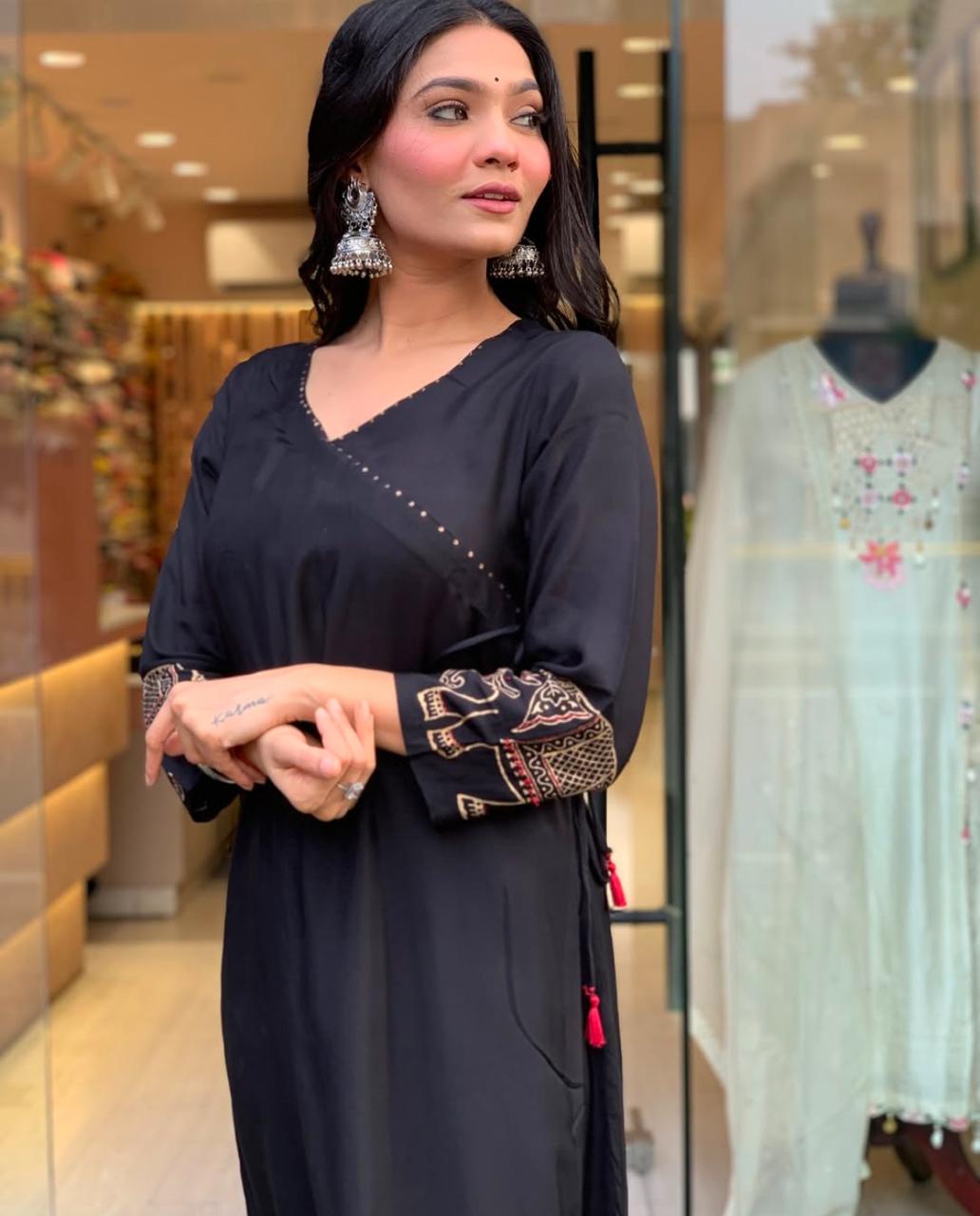 Indian rayon Cotton Kurta Set with Pant – Women’s Ethnic Designer Kurti Tunic Top Wear. - Image 8