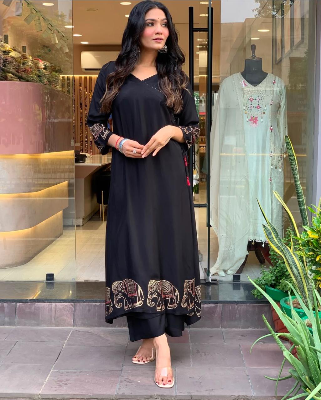 Indian rayon Cotton Kurta Set with Pant – Women’s Ethnic Designer Kurti Tunic Top Wear. - Image 6