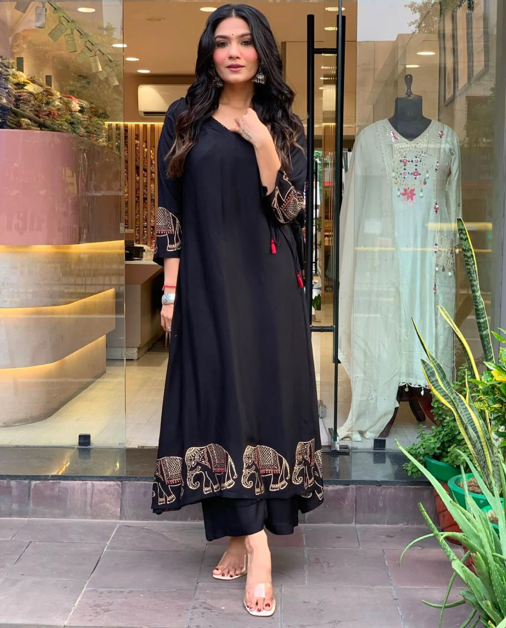 Indian rayon Cotton Kurta Set with Pant – Women’s Ethnic Designer Kurti Tunic Top Wear.