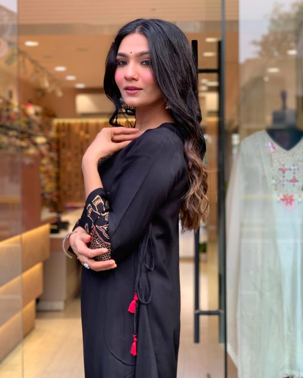 Indian rayon Cotton Kurta Set with Pant – Women’s Ethnic Designer Kurti Tunic Top Wear. - Image 3