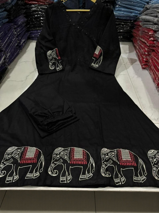 Indian rayon Cotton Kurta Set with Pant – Women’s Ethnic Designer Kurti Tunic Top Wear. - Image 2