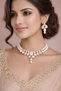 Gold Plated Premium Elegant Choker Necklace Jewelry Set