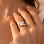 Viva Jewels Regal Gold-Plated Princess Cut Solitaire Ring – Timeless Square Zircon Engagement Ring with Pavé-Set Split Shank Detail