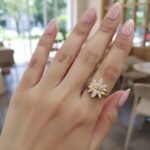 Viva Jewels Elegant Gold-Plated CZ Floral Blossom Statement Ring – Sparkling Seven-Petal Flower Ring with Brilliant-Cut Cubic Zirconia for Women