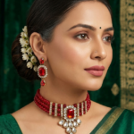 Viva Jewels Regal Gold-Plated Crimson Kundan Choker Set – Traditional Handcrafted Necklace with Ruby-Red Accents and Matching Statement Earrings