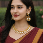 Viva Jewels Regal Antique Gold-Plated Pearl Choker Set – Traditional Guttapusalu-Inspired Necklace with Oval Pearl Cabochons and Matching Earrings