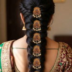 Viva Jewels Traditional Gold-Plated Hair Jada Brooches – Floral Temple-Style Hair Pins with Ruby Red & Emerald Green Accents and Pearl Droplets