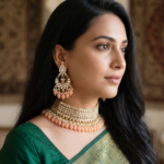 Viva Jewels Regal Peach Mirror-Work Choker Set – Handcrafted Gold-Plated Kundan Choker with Statement Chandbali Earrings and Pastel Peach Drop Accents