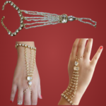 White & Golden Brass Premium & Elegant Rathan Chur Pair For Women