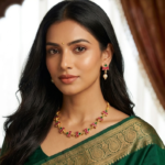 Viva Jewels Festive Bloom Gold-Plated Enamel Choker Set – Delicate Hand-Painted Lotus Motif Necklace with Matching Pearl-Drop Earrings